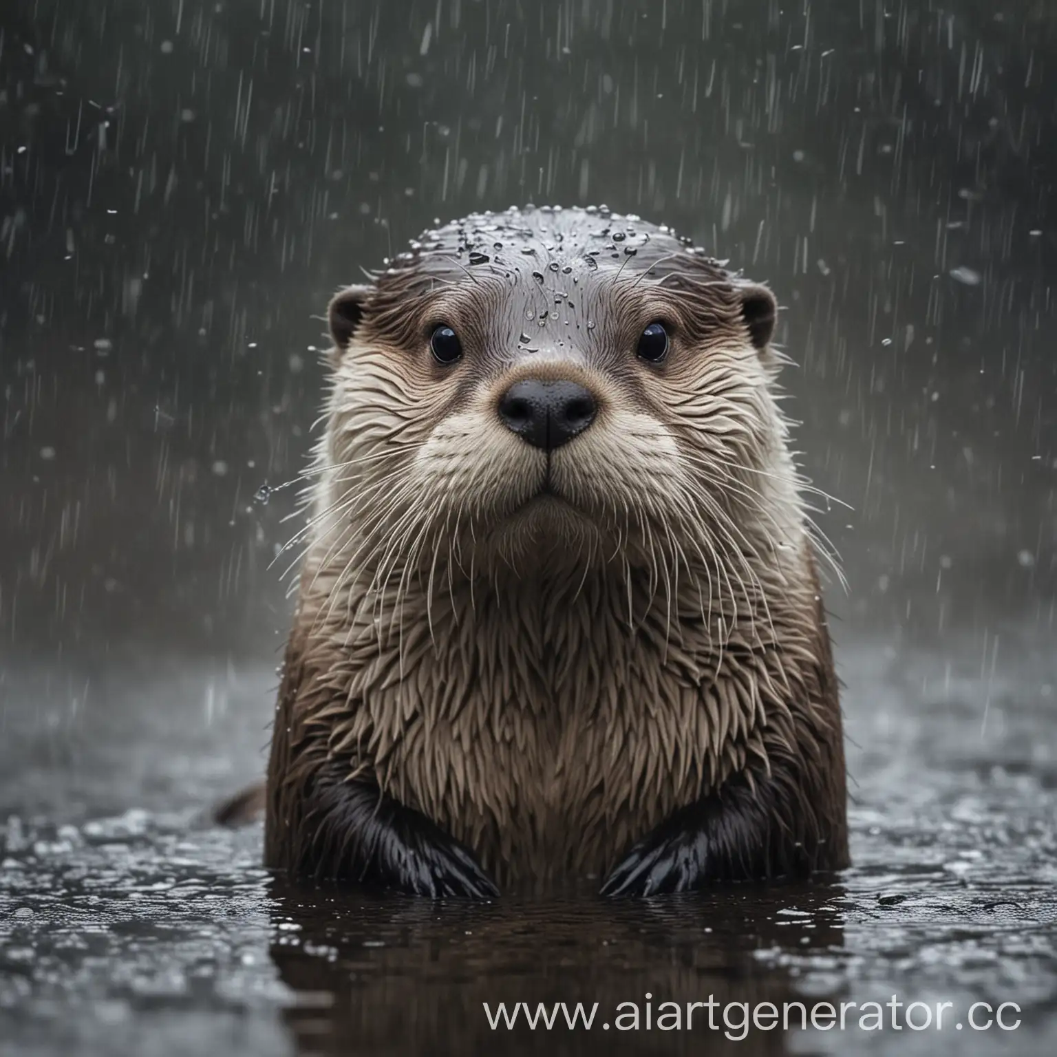 Lonely-Otter-Braving-the-Cold-Rain