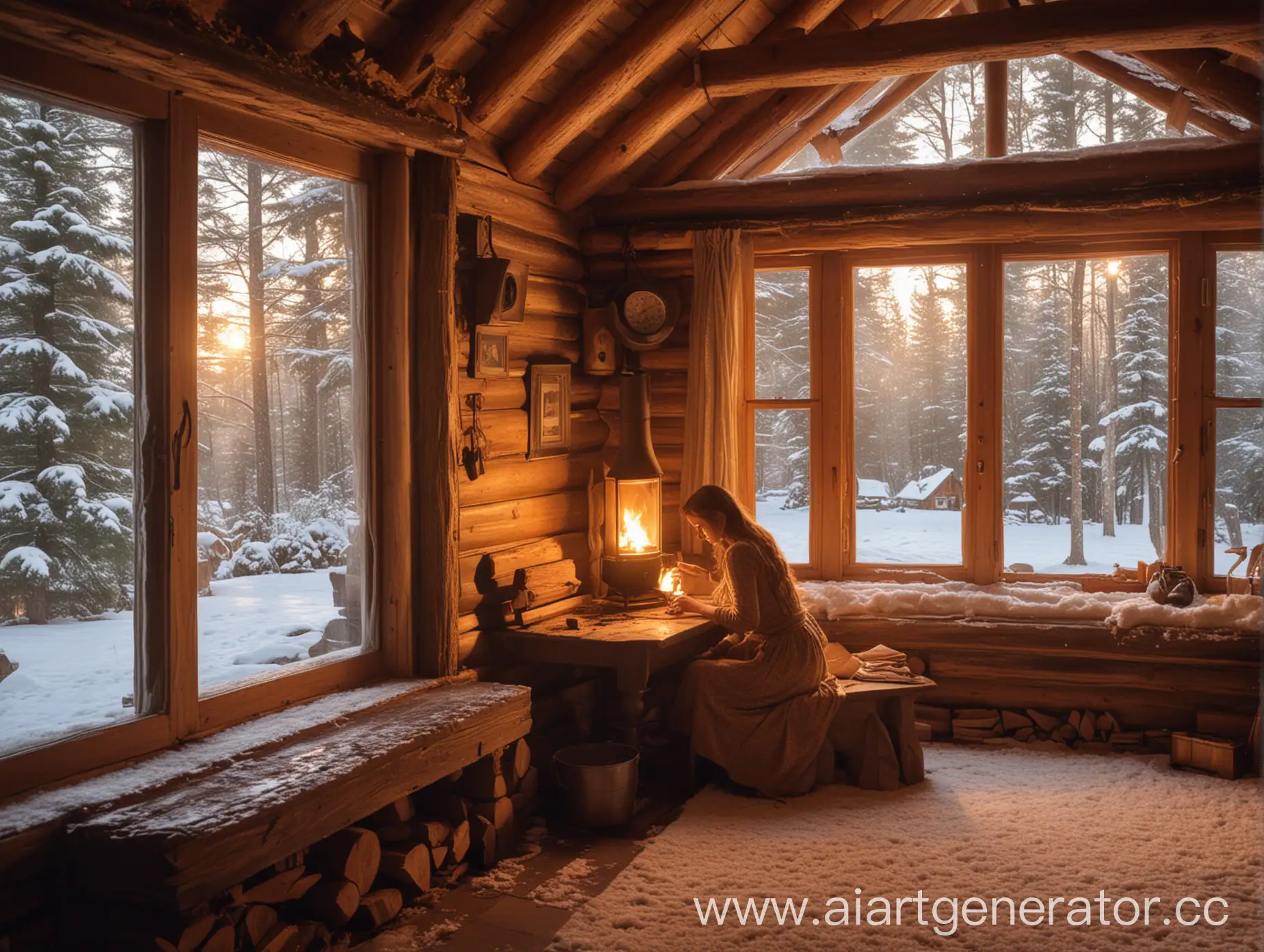 19th-Century-Log-Cabin-Winter-Scene-with-Amber-Glow