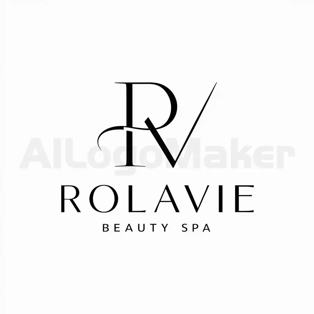 a logo design,with the text "ROLAVIE", main symbol:Letters R and V,Minimalistic,be used in Beauty Spa industry,clear background