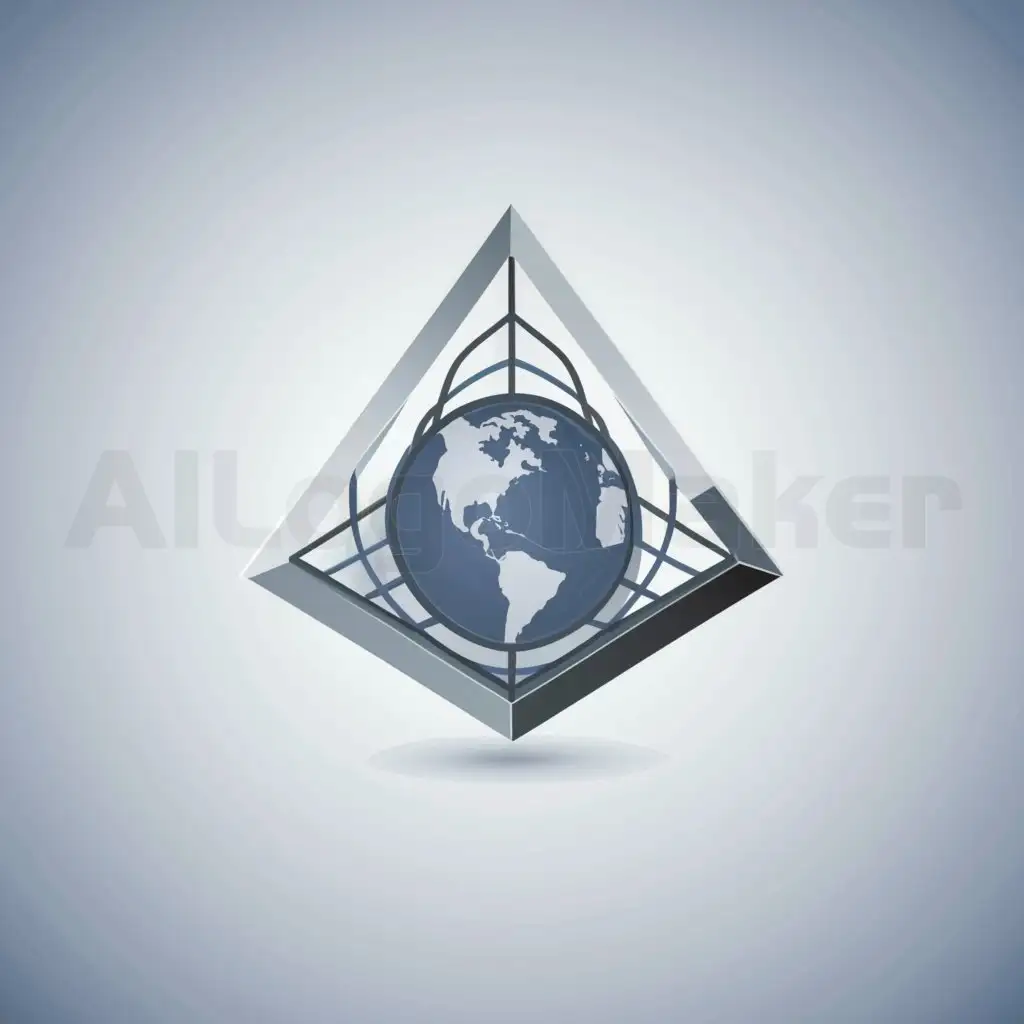 a logo design,with the text "Swiss materials", main symbol:I want the logo to be only lines. 
It must be world map inside a 3 dimensional pyramid. 
Please use colors silver and blue. 
,Minimalistic,be used in Entertainment industry,clear background
