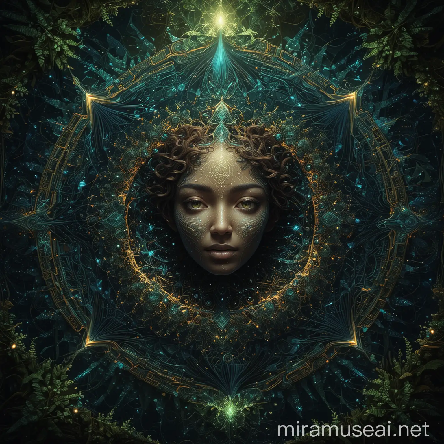 Ethereal DMT Entity in Sacred Geometry Jungle