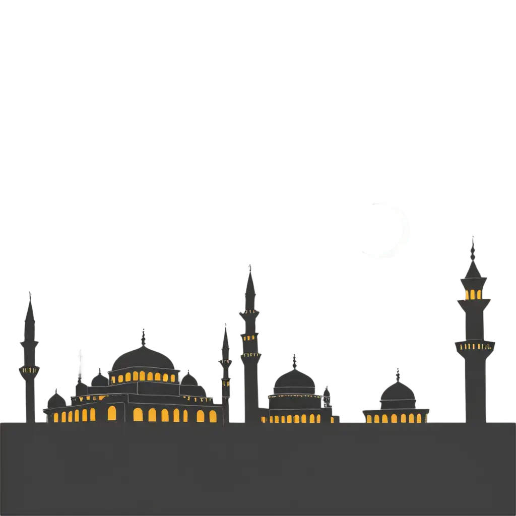 Exquisite-Crescent-Moon-With-Beautiful-Mosque-Enhance-Your-Online-Presence-with-a-HighQuality-PNG-Image