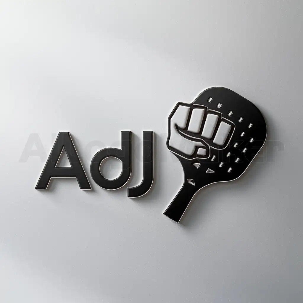 a logo design,with the text "ADJ", main symbol:MMA y Paddle,Moderate,clear background