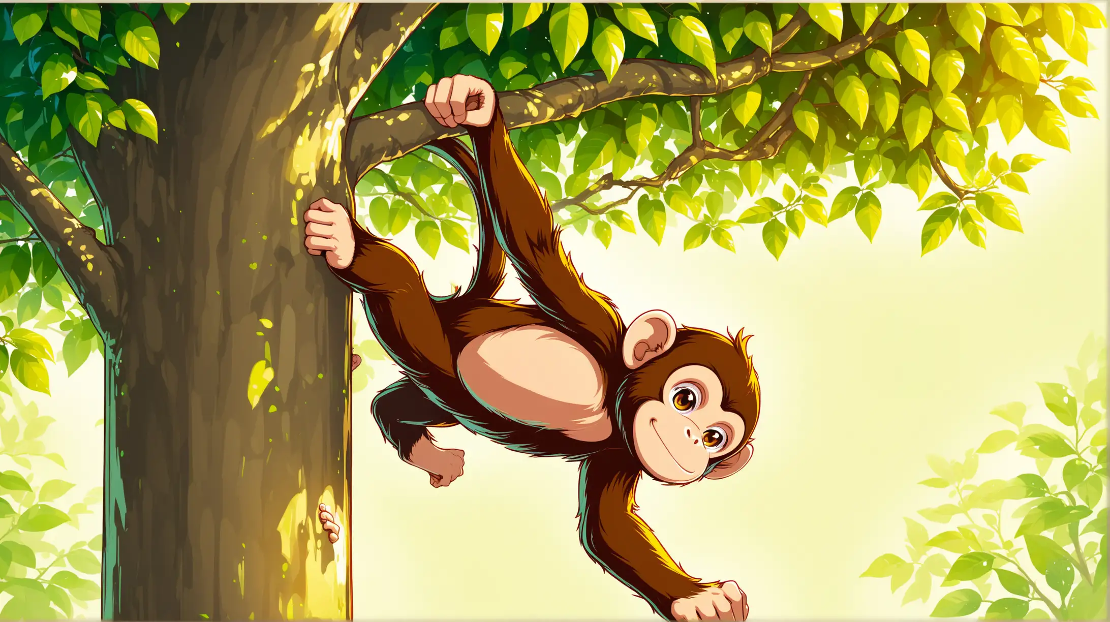Curious Monkey Climbing Tree in the Wild