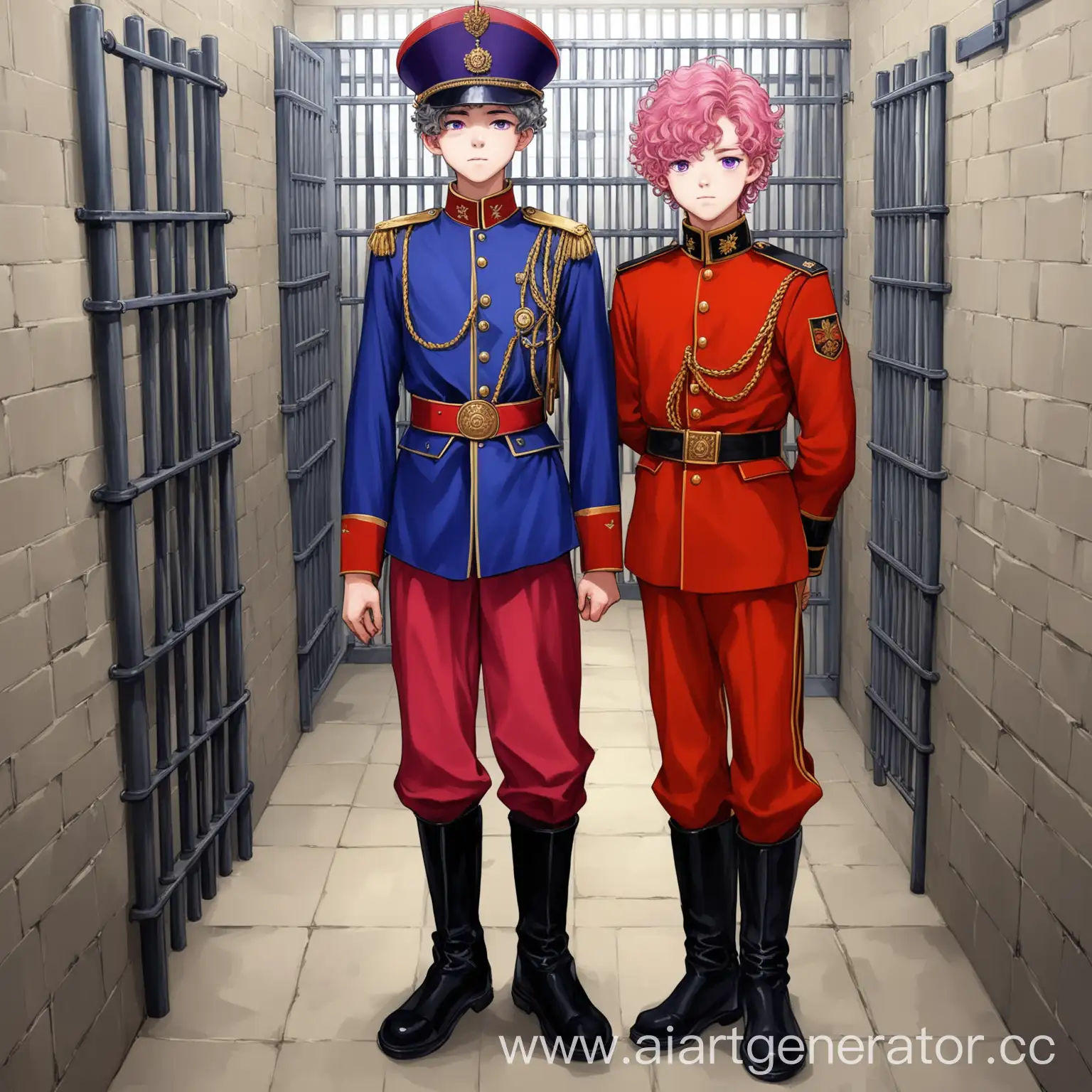 Teenage-Demon-Guard-in-Royal-Uniform-Against-Prison-Backdrop