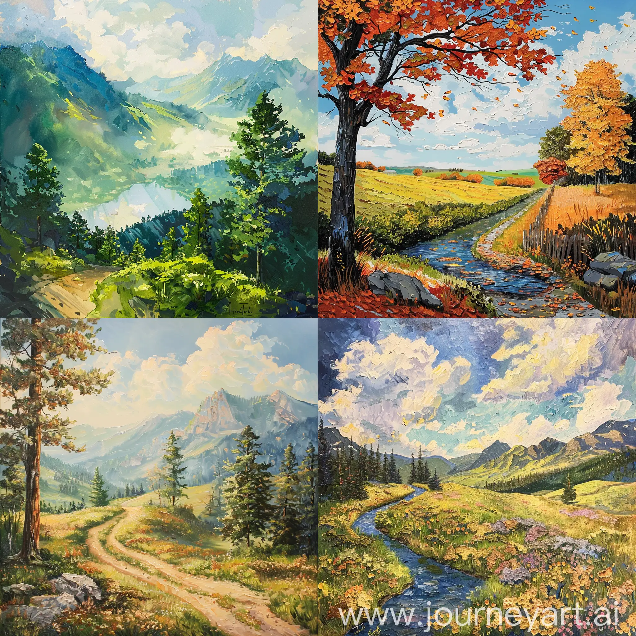 Create a landscape painting depicting the feeling of joy