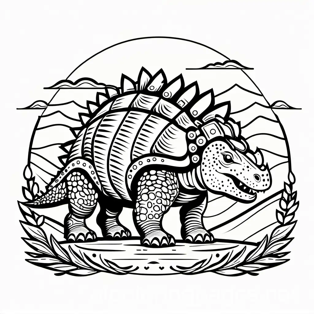  An Ankylosaurus getting a new set of armor plates, its old ones worn and weathered...Coloring Page, black and white, line art, white background, Simplicity, Ample White Space. The background of the coloring page is plain white to make it easy for young children to color within the lines. The outlines of all the subjects are easy to distinguish, making it simple for kids to color without too much difficulty, Coloring Page, black and white, line art, white background, Simplicity, Ample White Space. The background of the coloring page is plain white to make it easy for young children to color within the lines. The outlines of all the subjects are easy to distinguish, making it simple for kids to color without too much difficulty
