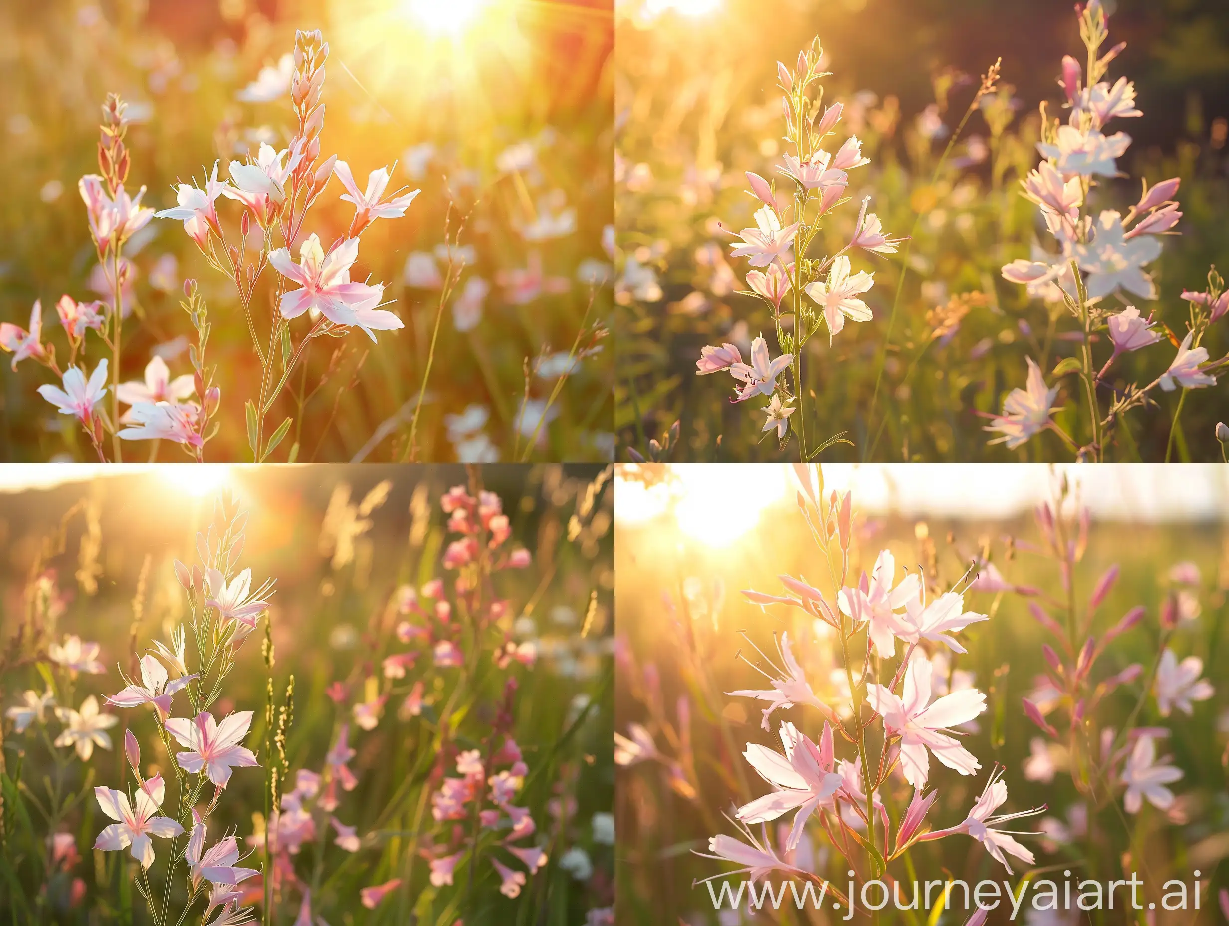 Serene-Landscape-Gaura-Rosy-Jane-in-Golden-Sunlight