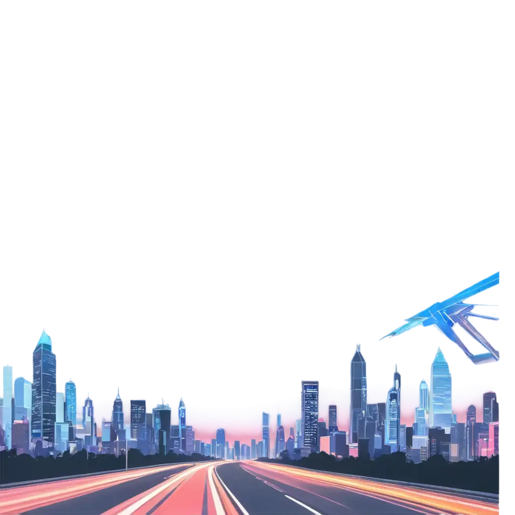 Dynamic-PNG-Illustration-Futuristic-Cityscape-with-Abstract-Geometric-Shapes-and-Flying-Vehicles