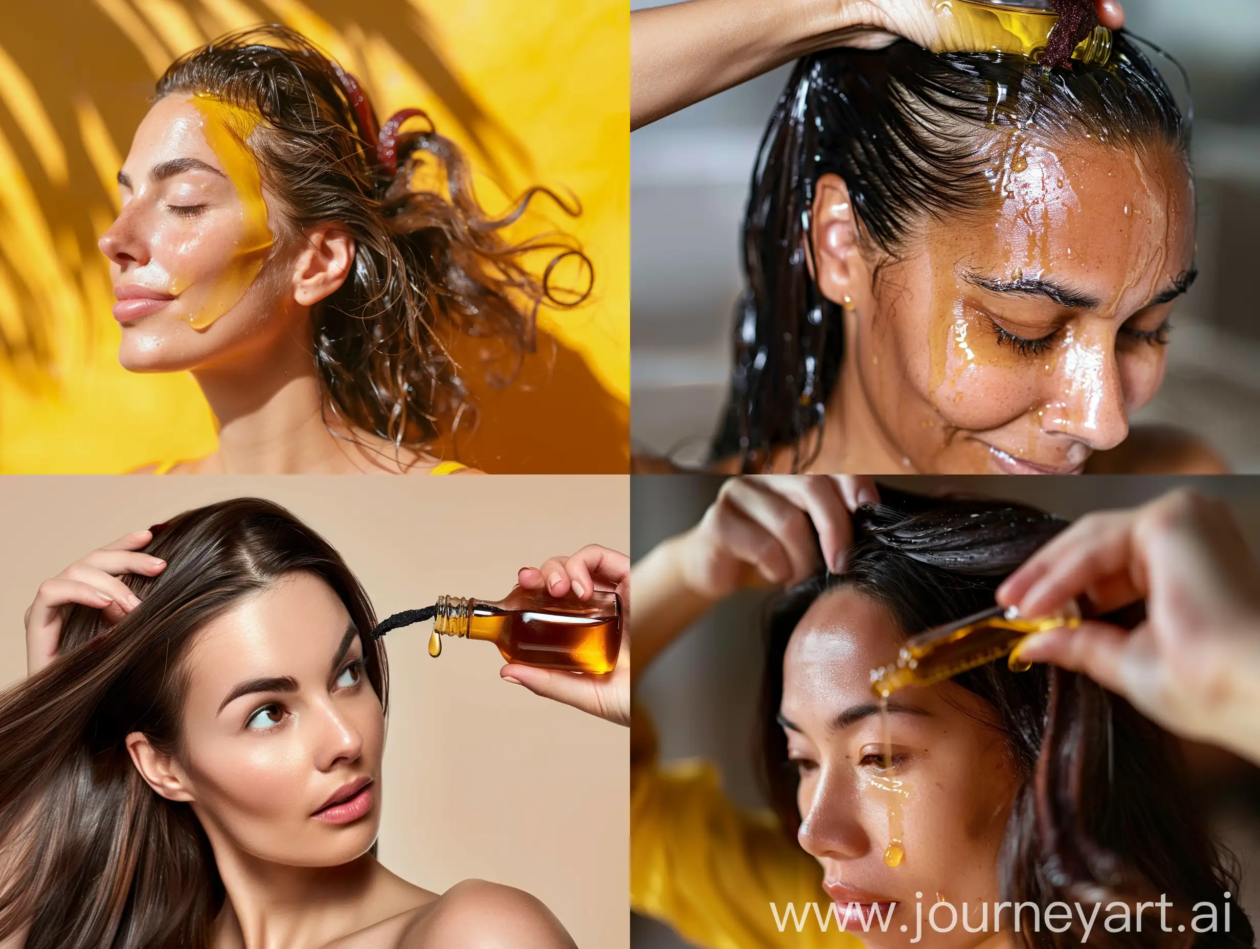 Woman-Applying-Castor-Oil-for-Hair-Care-Treatment