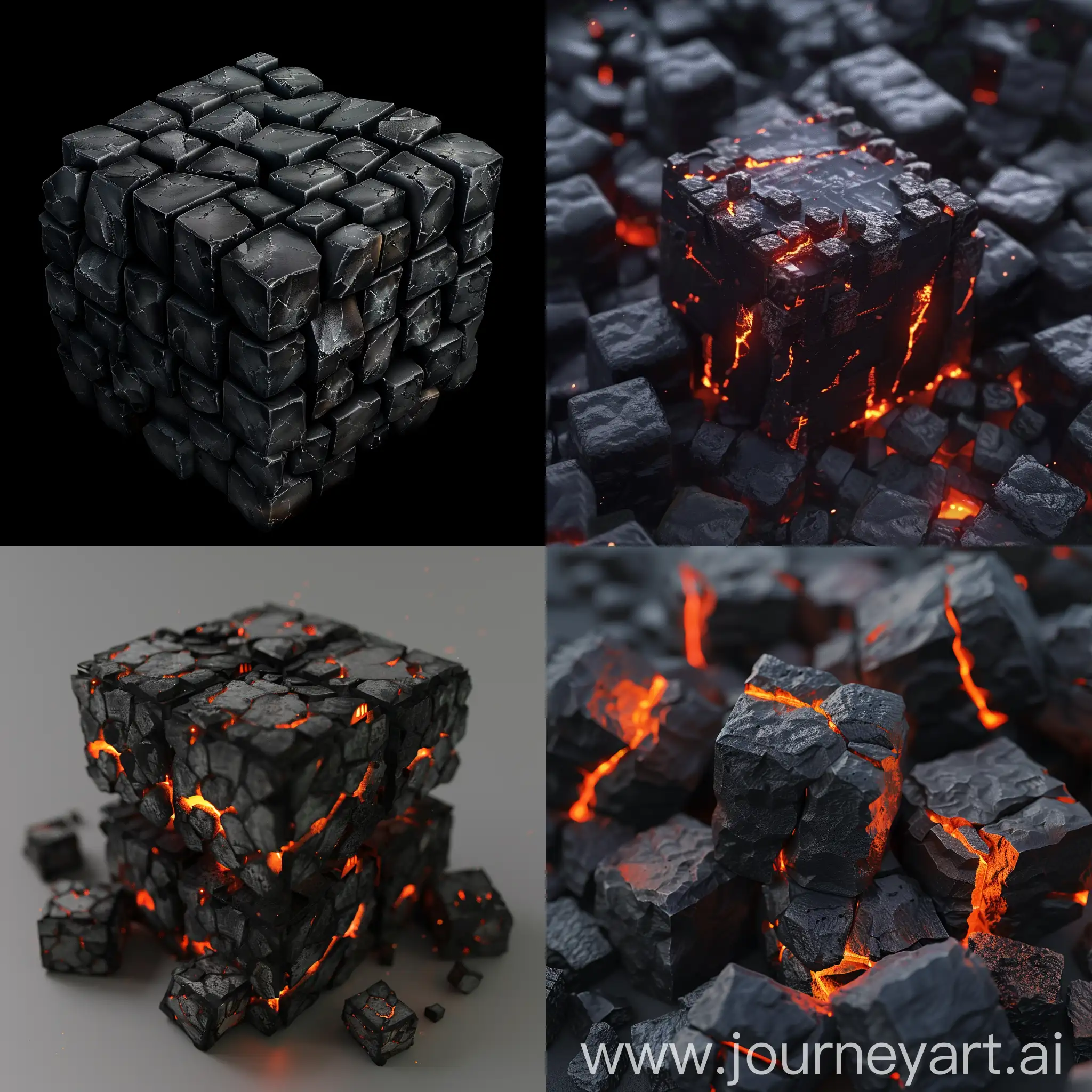 Minecraft-Coal-Blocks-Composition-Abstract-Pixel-Art-Display