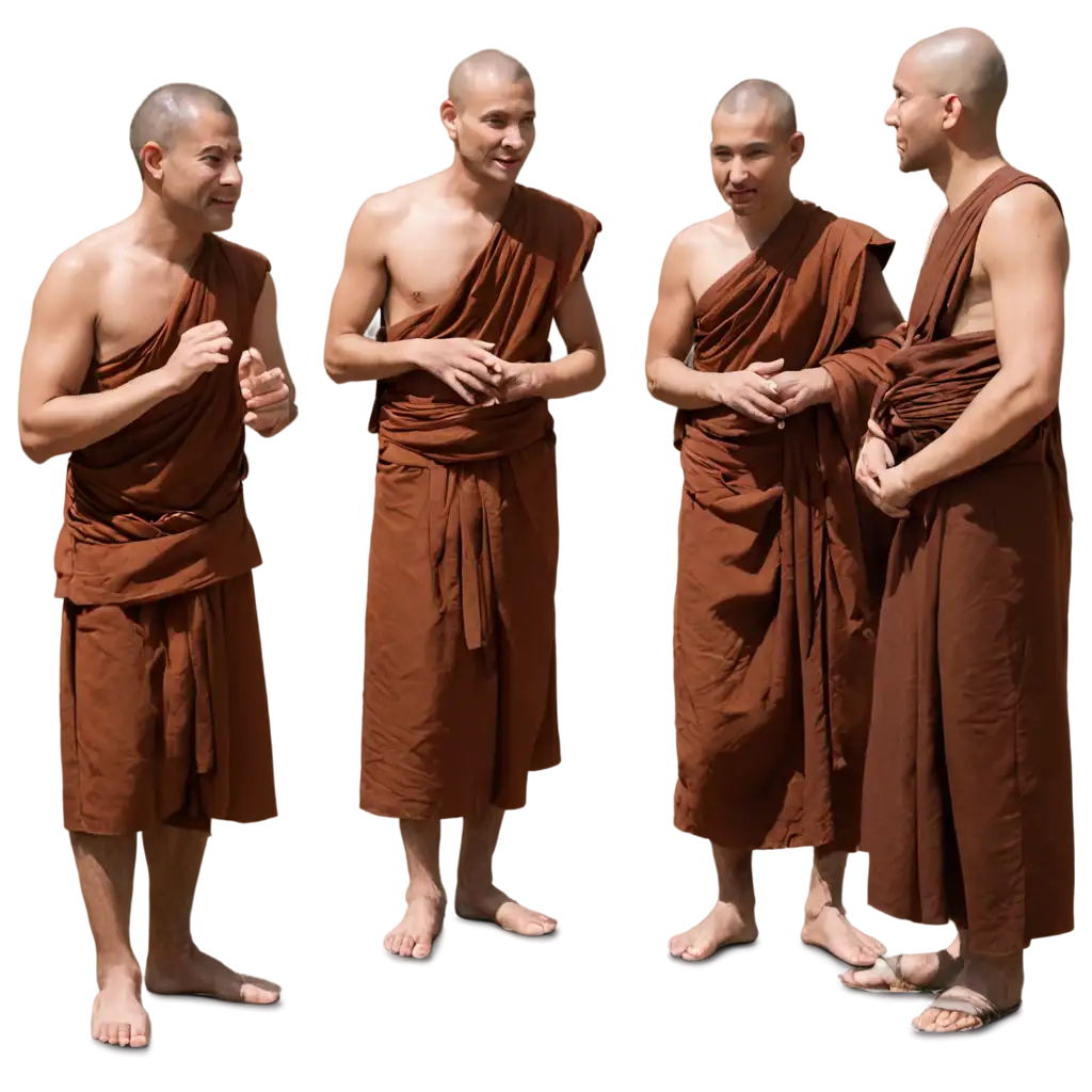 Cut to a shot of a group of monks, deep in conversation Historical 