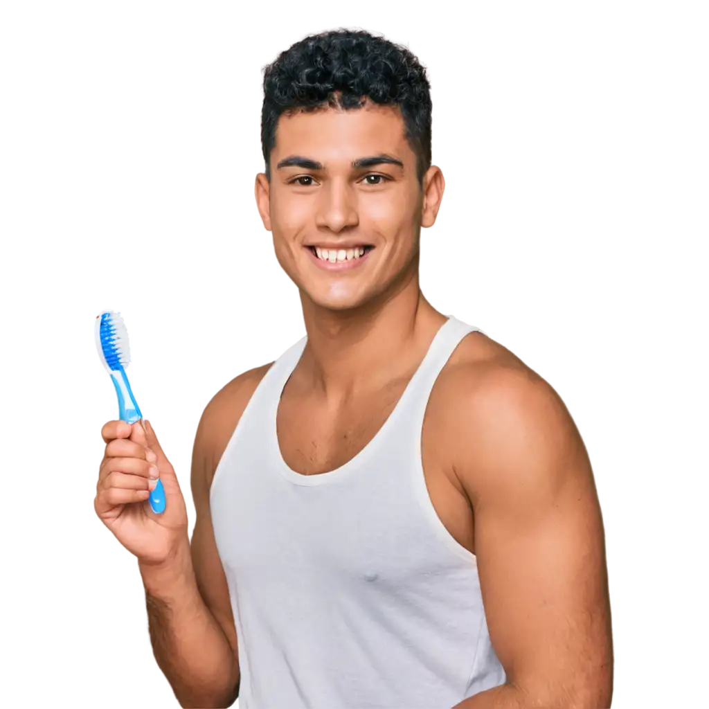 HighQuality-PNG-Image-of-a-Man-with-Toothbrush-and-Smile-AIGenerated-Artwork