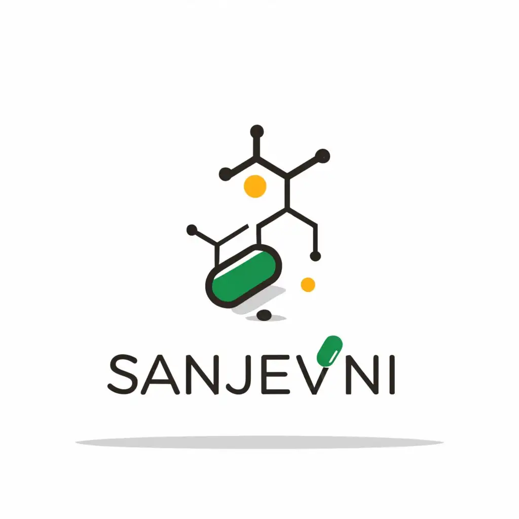 a logo design,with the text "sanjeevni", main symbol:pharma,complex,be used in pharma industry,clear background