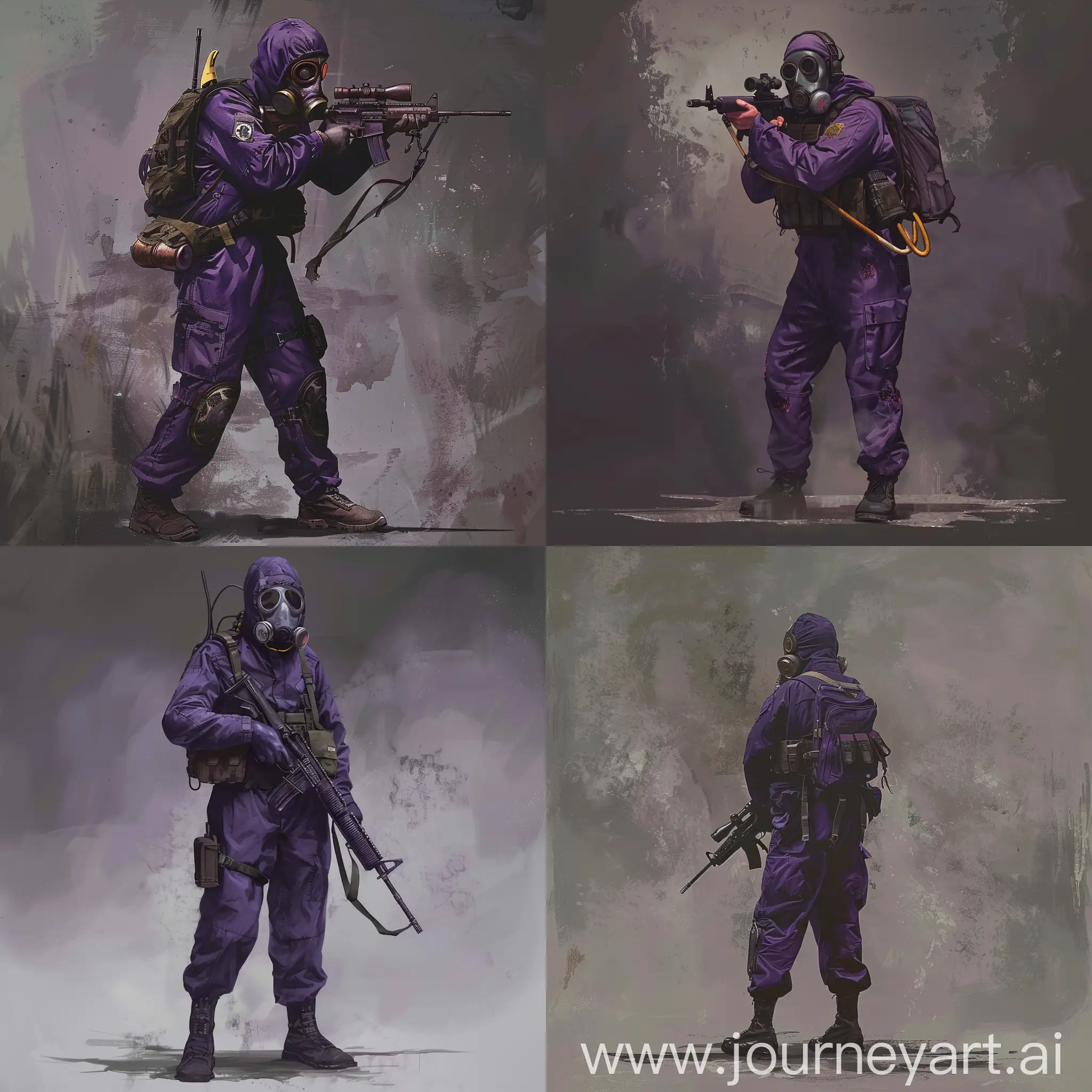 1978-SAS-Operator-in-Dark-Purple-Military-Jumpsuit-with-Gas-Mask-and-Sniper-Rifle