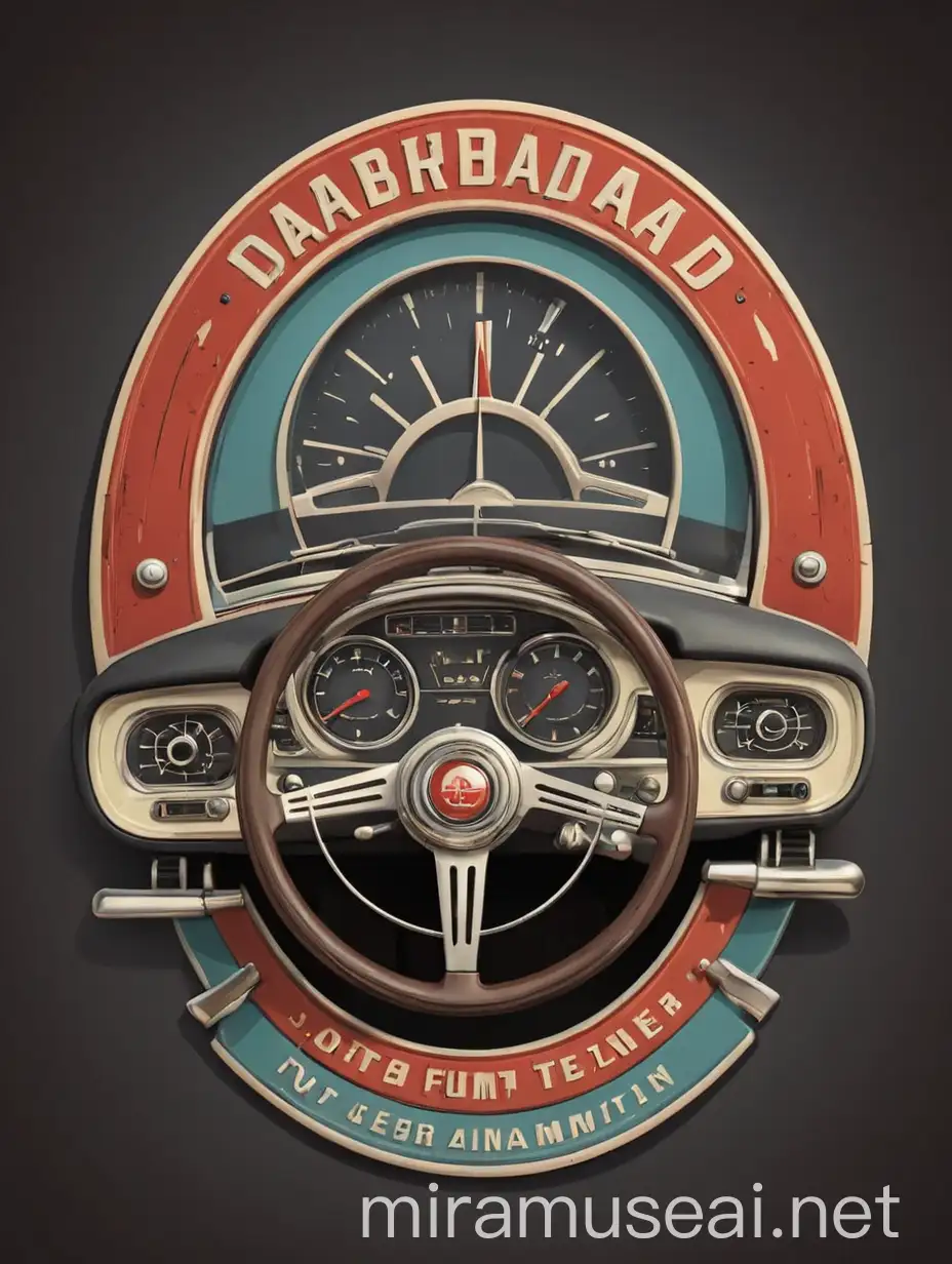 Retro Car Logo Design on Dashboard Background