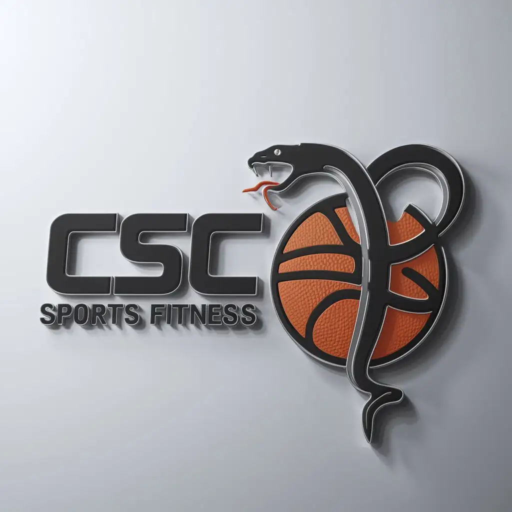 a logo design,with the text "CSC", main symbol:basketball, heart-eating snake,Moderate,be used in Sports Fitness industry,clear background