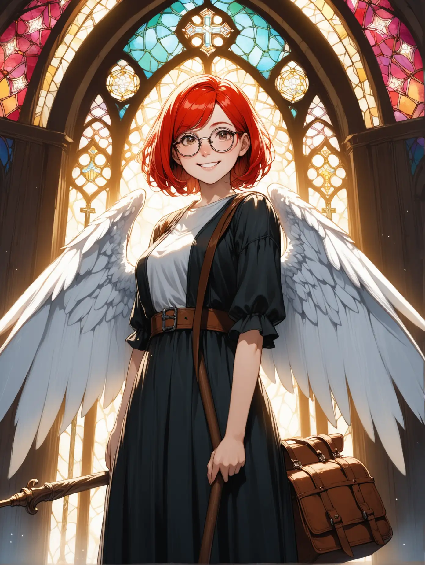 Fantasy-Portrait-of-Smiling-Winged-Girl-with-Cross-Staff