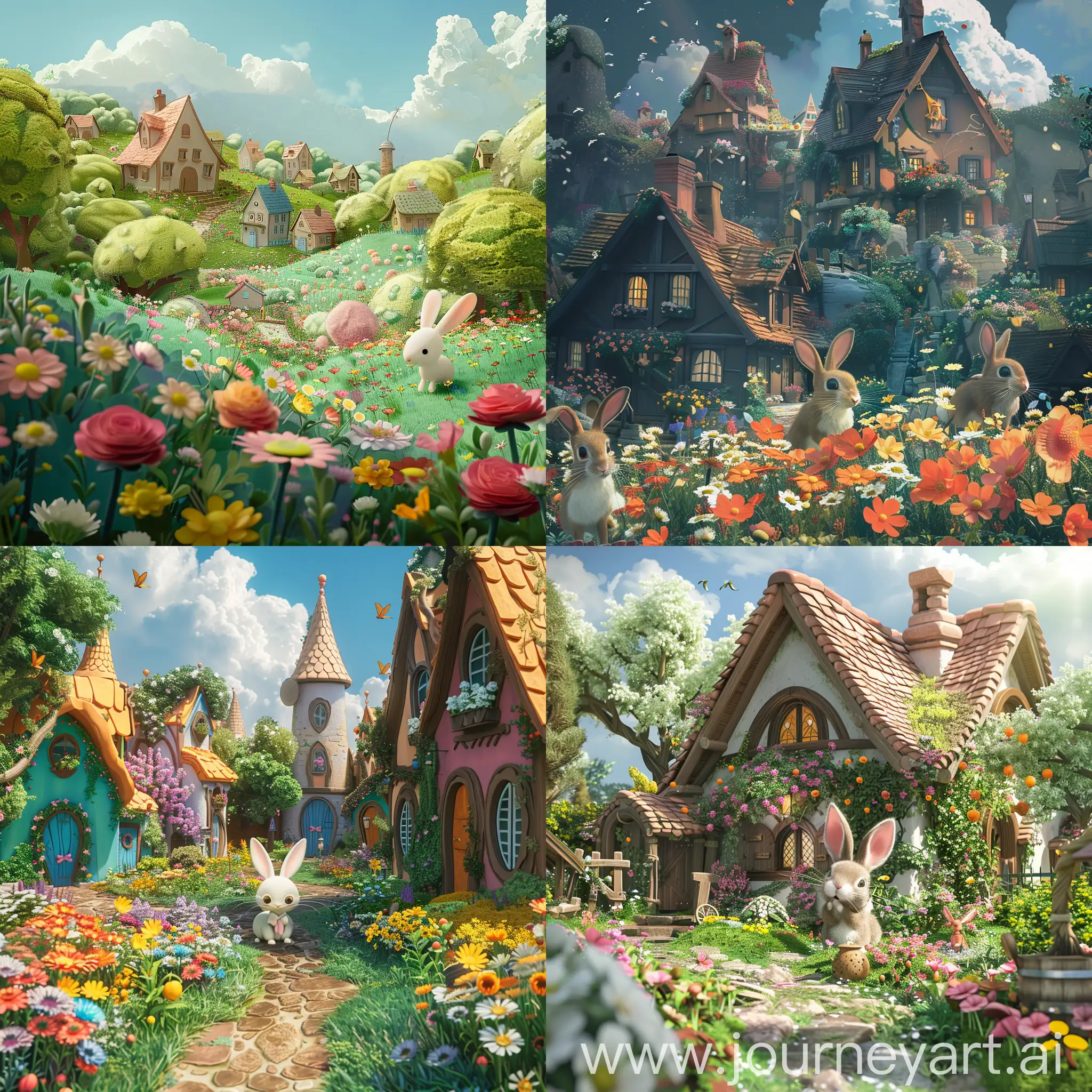 Whimsical-Rabbit-Flower-Village-Animation
