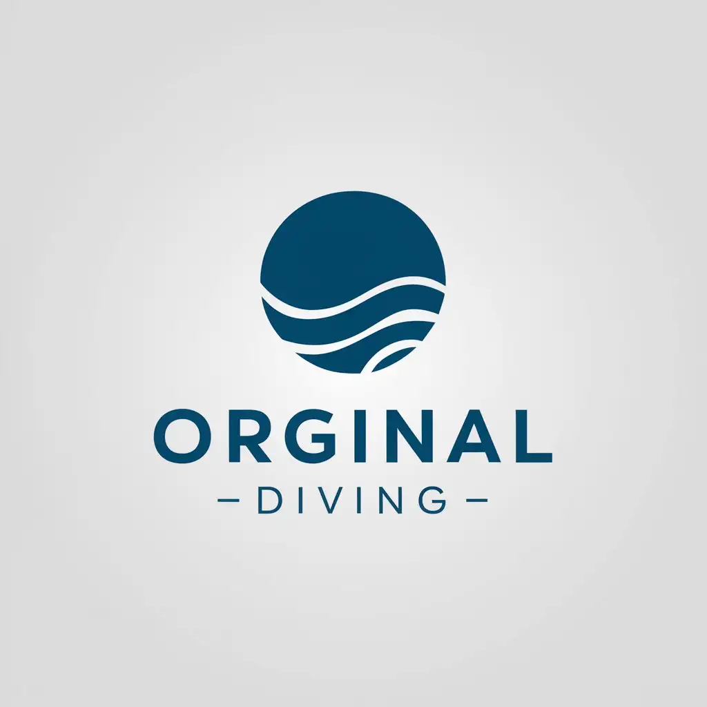 a logo design,with the text "ORGINAL DIVING", main symbol:DEEP BLUE SEA ,WATER,Minimalistic,be used in Travel industry,clear background