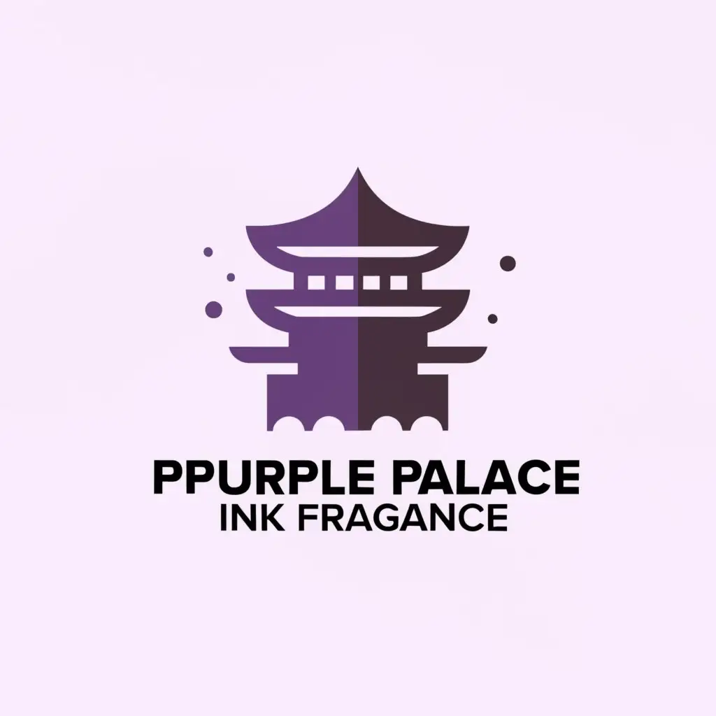 a logo design,with the text "Purple Palace Ink Fragrance", main symbol:Chinese palaces, brushes, ink,Minimalistic,be used in Education industry,clear background