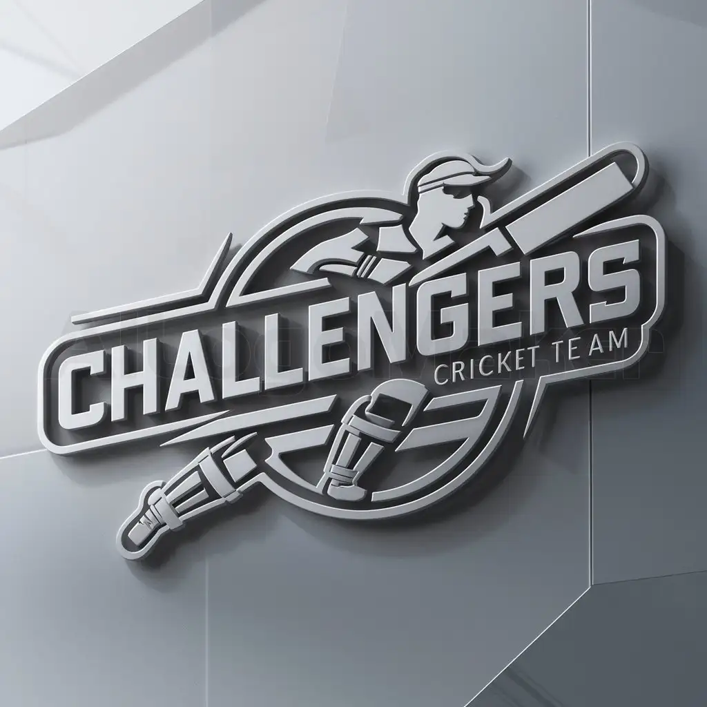 a logo design,with the text 'Challengers', main symbol:cricket team,complex,be used in representing Sports industry,clear background