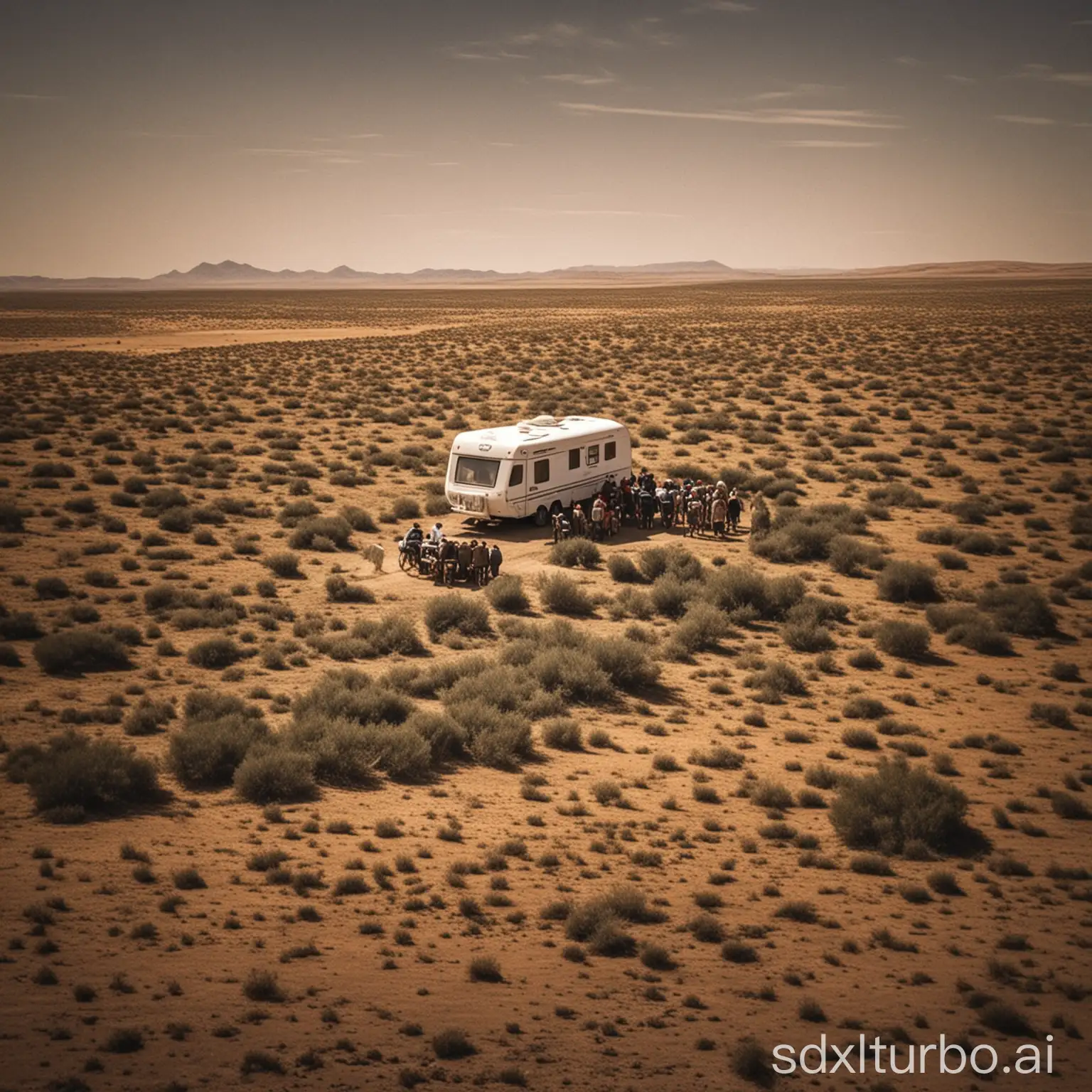 Colorful-Caravan-Traveling-Through-Desert-Landscape
