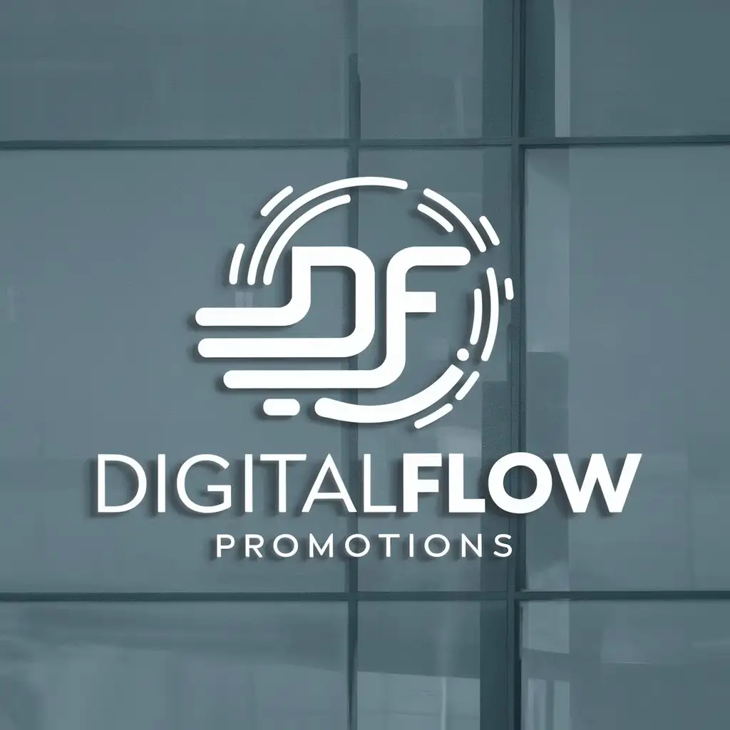 a logo design,with the text "DigitalFlow Promotions", main symbol:DigitalFlow Promotions is a brand that offers a comprehensive range of diverse digital products, including huge libraries of creative designs and content, software and other digital tools that help improve digital creativity and performance. DigitalFlow Promotions also features integrated marketing services aimed at supporting and enhancing these Products, including digital promotion strategies, cross-platform campaign management, and data analytics to measure performance and improve results With the integration of its products and services, DigitalFlow Promotions seeks to enable clients and users to get the most out of their digital experiences and achieve their creative and marketing goals efficiently and effectively.,Moderate,clear background