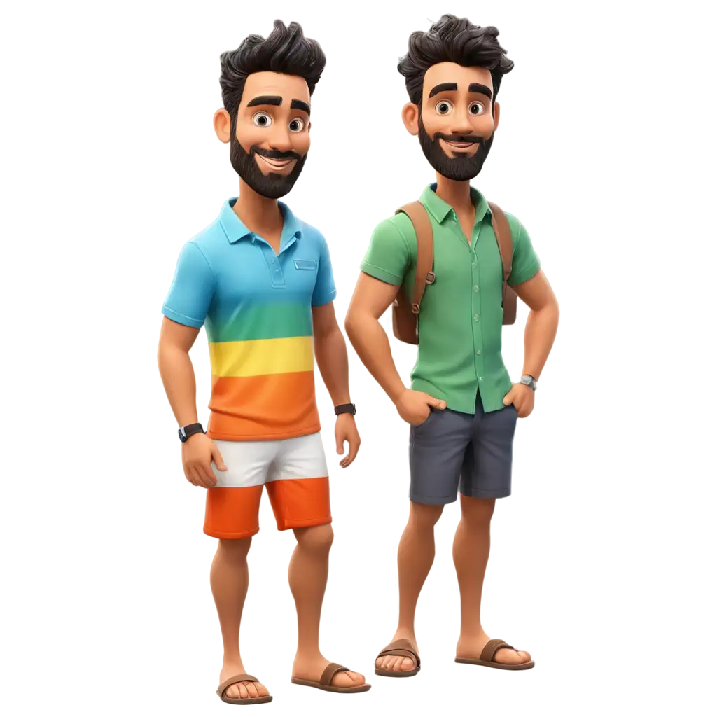 caricature beach outfit man