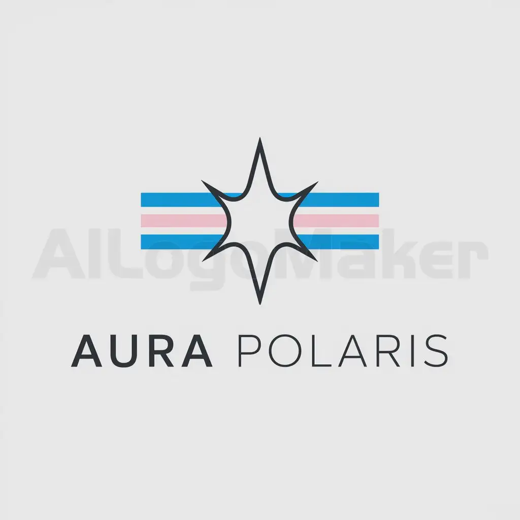 a logo design,with the text "Aura Polaris ", main symbol:Polaris Star, transgender flag,Minimalistic,clear background