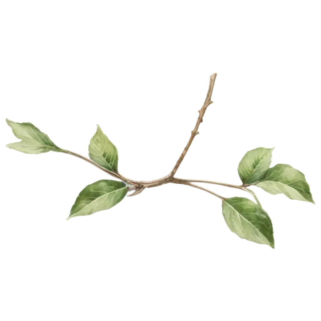 Exquisite-PNG-Rendering-A-Delicate-Twig-with-Leaves-in-Claude-Monet-Style