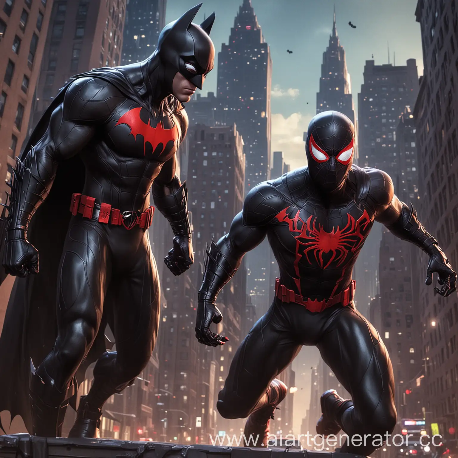 Batman in duo with Spiderman miles morales