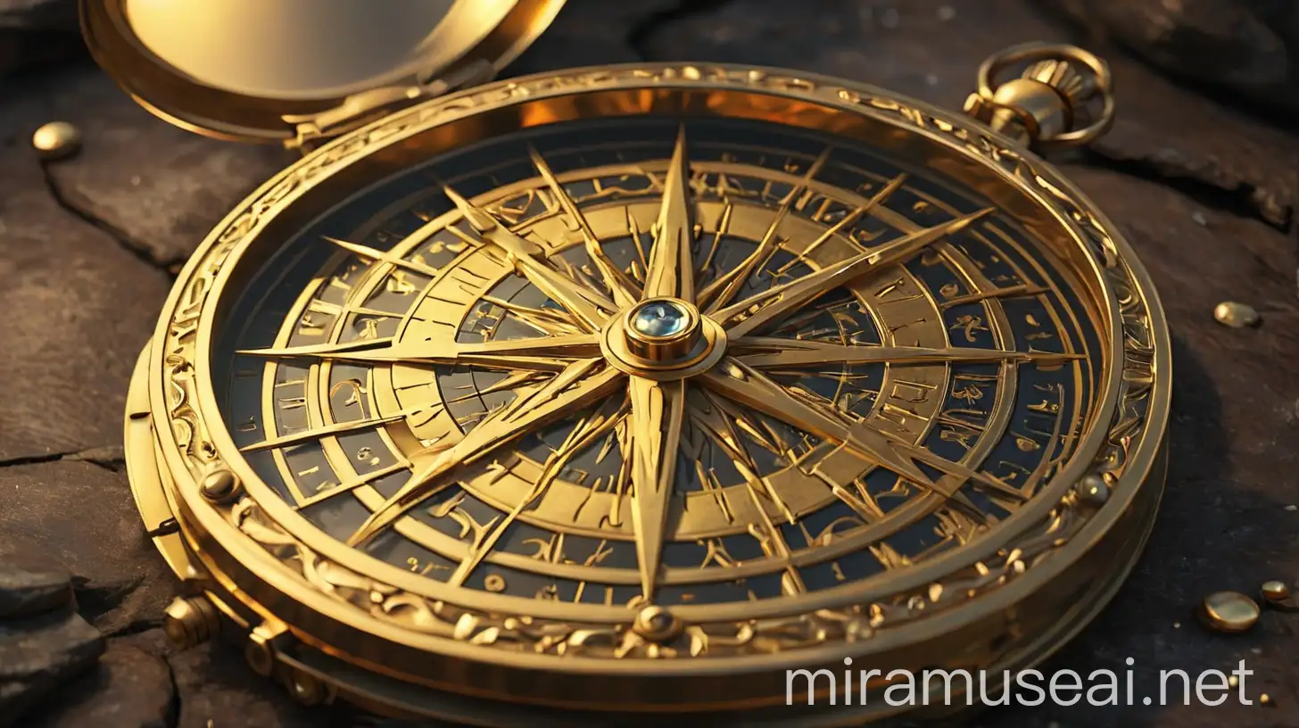 Enchanted Golden Compass in Shimmering Light