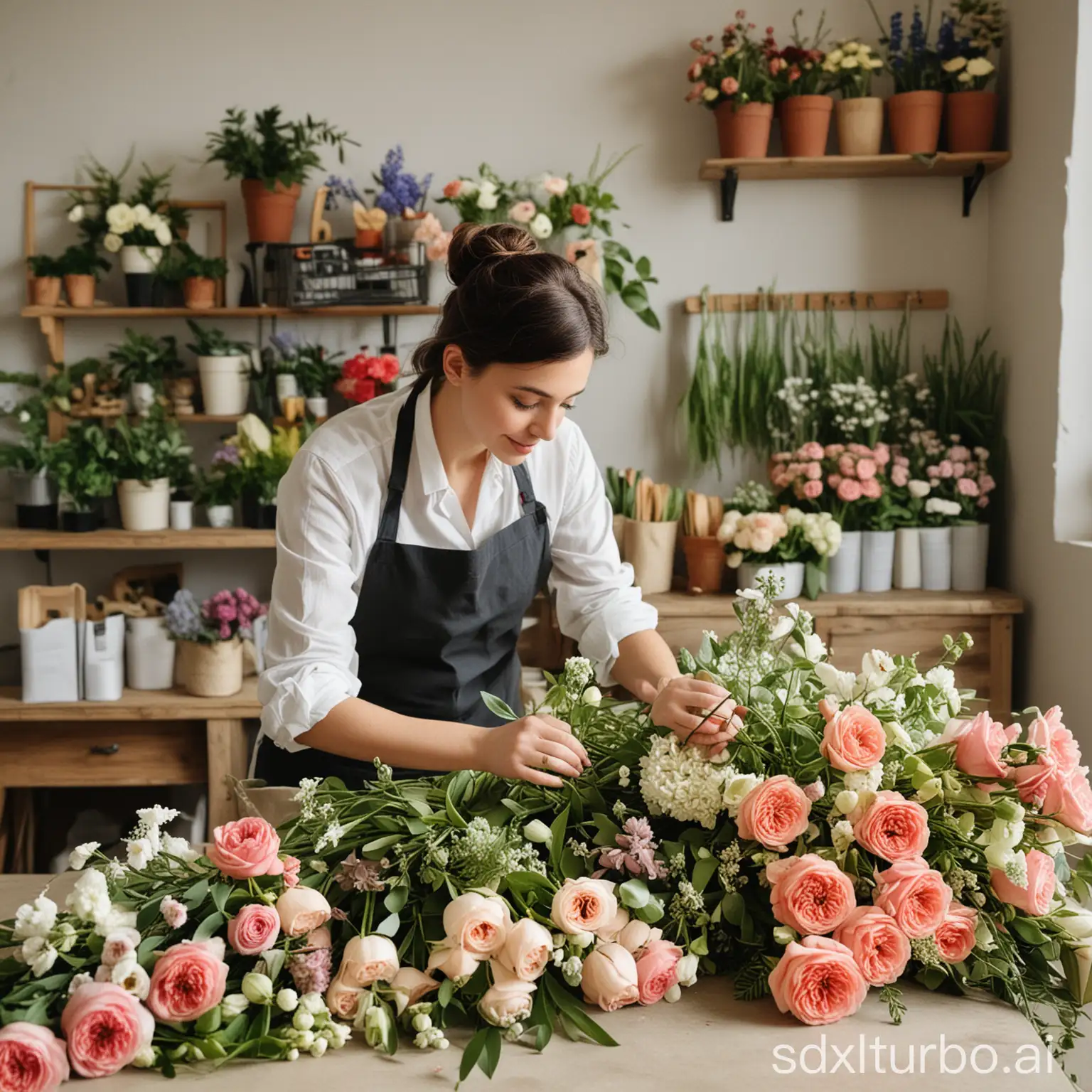florist arranging flowers