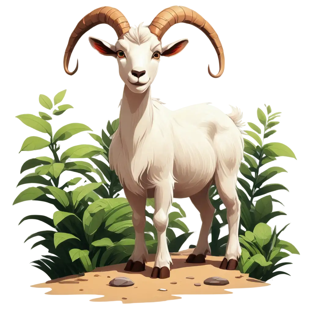 A goat 🐐 in a jungle in cartoon style