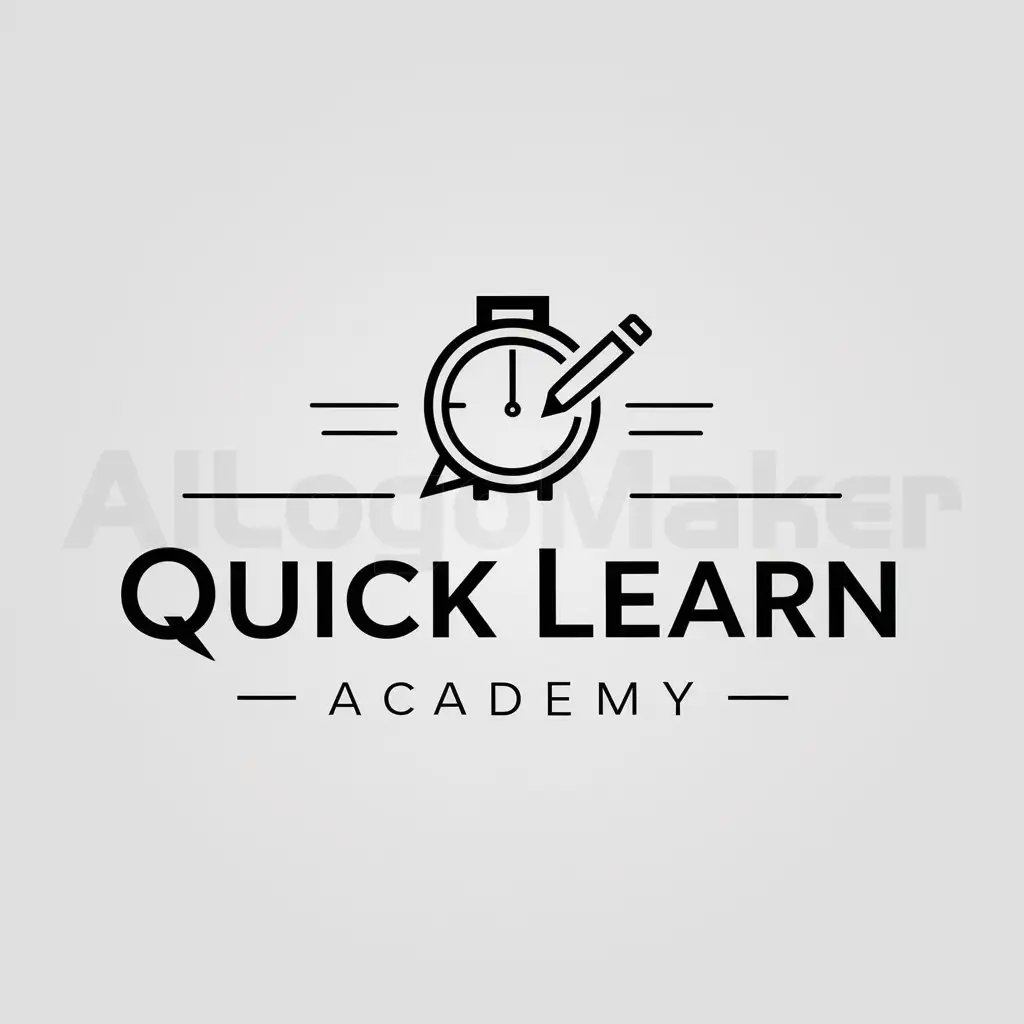 a logo design,with the text "QUICK LEARN ACADEMY", main symbol:Watch, Pencil
,Minimalistic,be used in Education industry,clear background