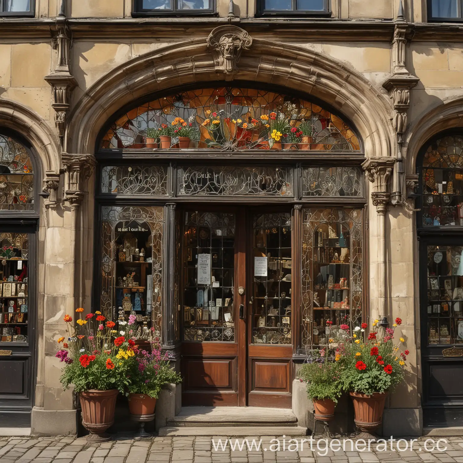 Charming-19th-Century-Antique-Shop-with-Vintage-Treasures-and-Gothic-Architecture