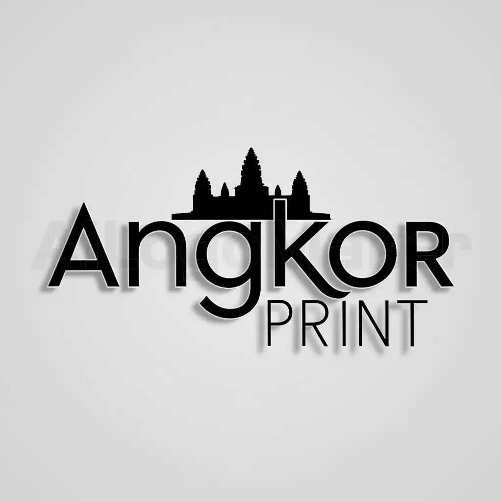 a logo design,with the text "angkor print", main symbol:angkor wat ,  AP , Circle Style,Moderate,be used in printing house and Decoration industry,clear background