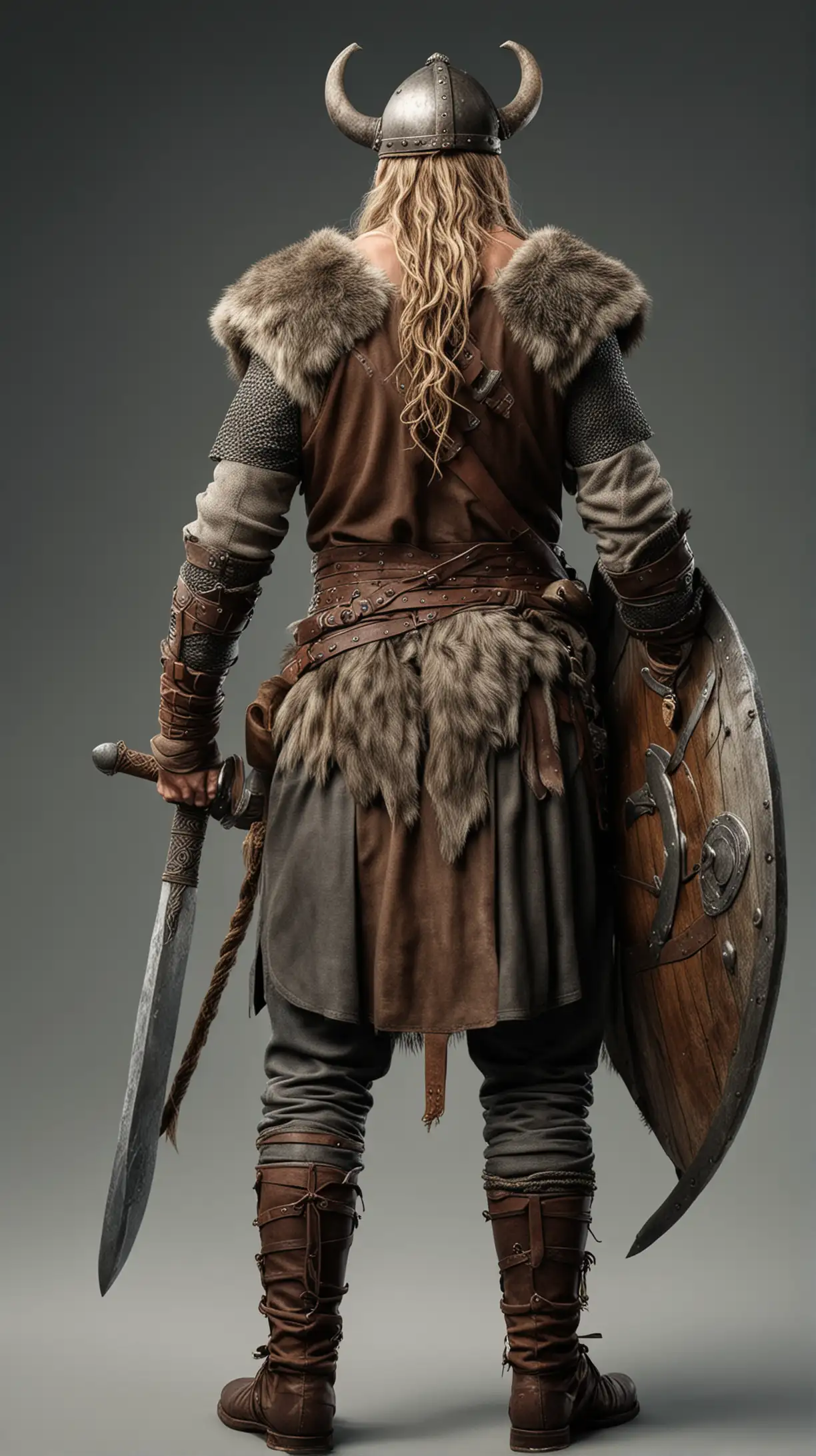 Strong Viking Warrior from Behind Full Body Shot