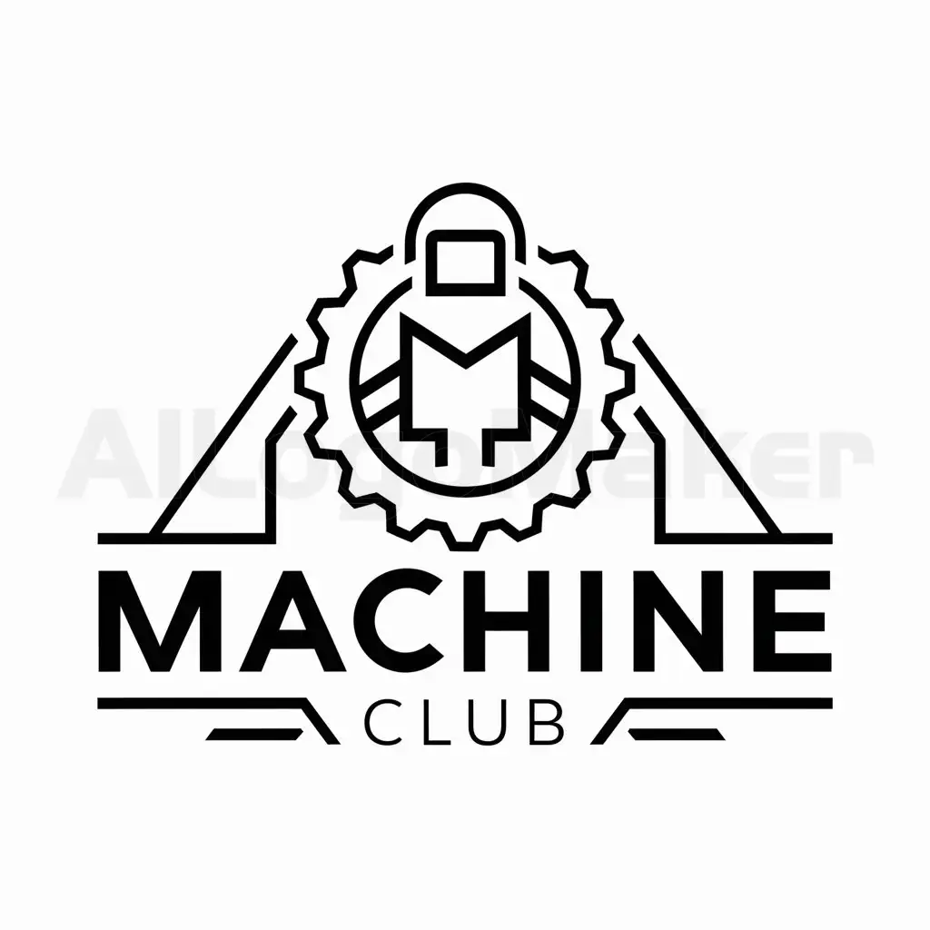 a logo design,with the text "Machine Club", main symbol:Gears, robot's upper body,Minimalistic,be used in industry industry,clear background