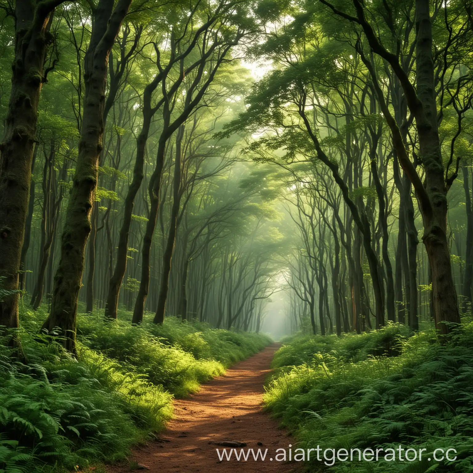 Serene-Forest-Landscape-with-Lush-Greenery-and-Tranquil-Atmosphere