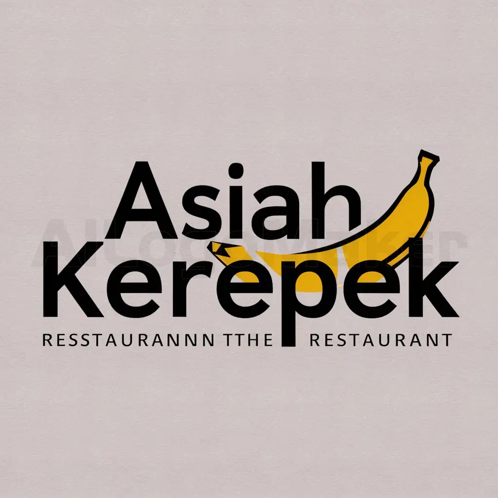 a logo design,with the text "Asiah Kerepek", main symbol:Banana,Moderate,be used in Restaurant industry,clear background