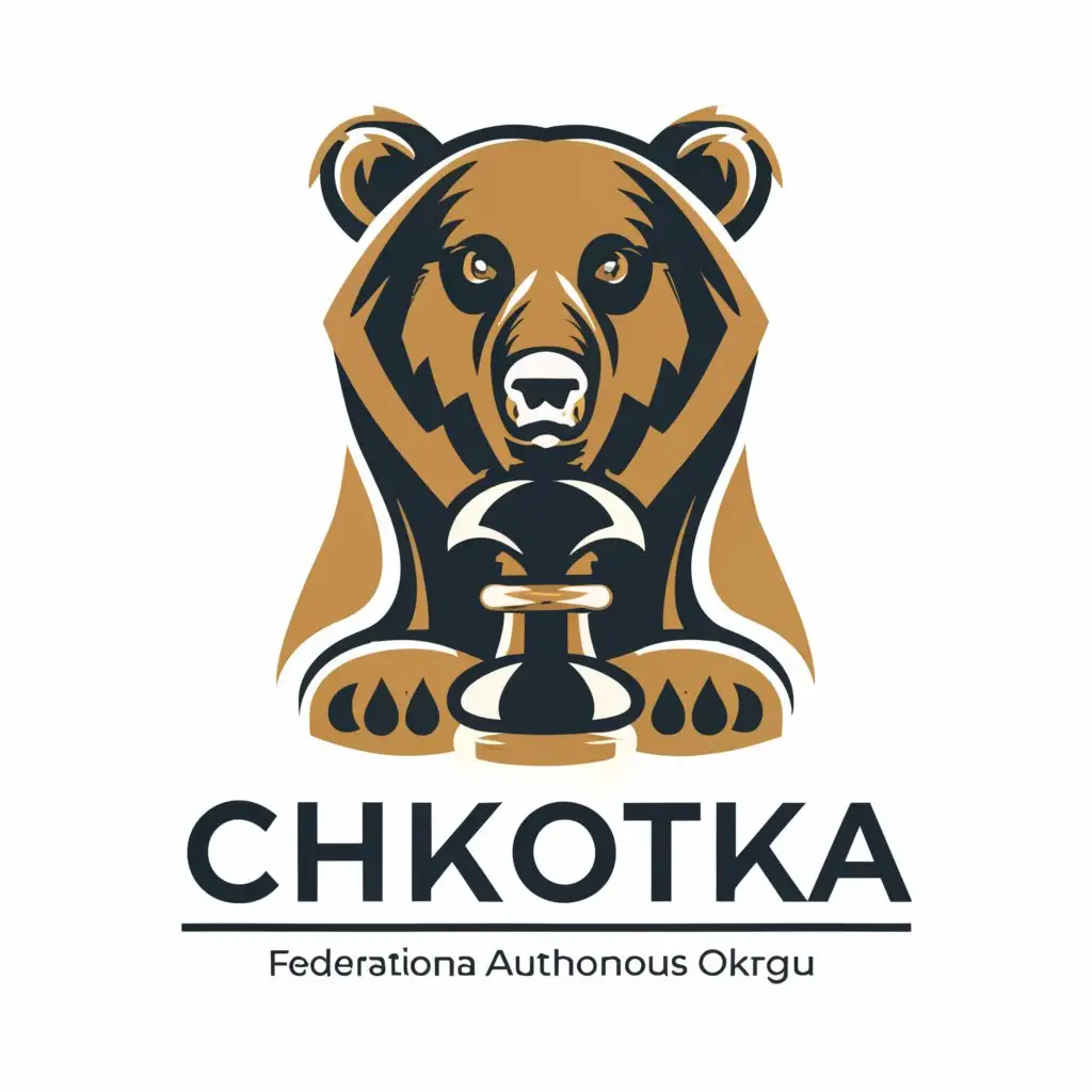 LOGO-Design-For-Chess-Federation-of-Chukotka-Autonomous-Okrug-Bear-Pawn-Chessboard-Emblem