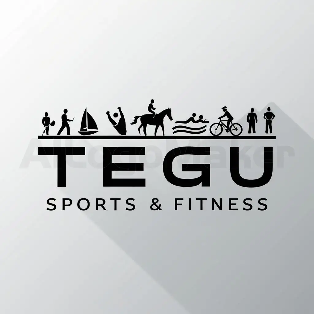 a logo design,with the text "TEGU", main symbol:Hiking, Sailing, Horses, Climbing, Swimming, Free Time, Bicycle, Lifesaving,Moderate,be used in Sports Fitness industry,clear background