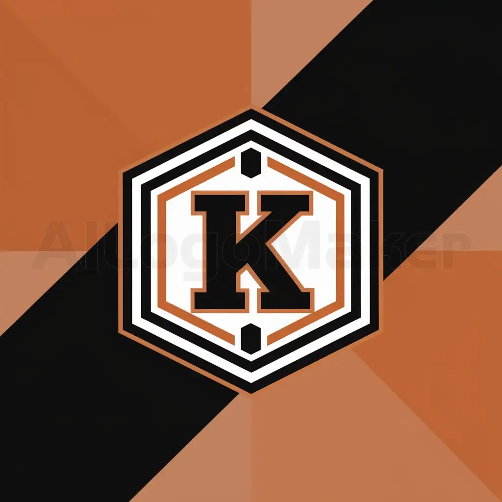 a logo design,with the text "Orange black background, letter 'K', football logo", main symbol:pentagon,Moderate,clear background