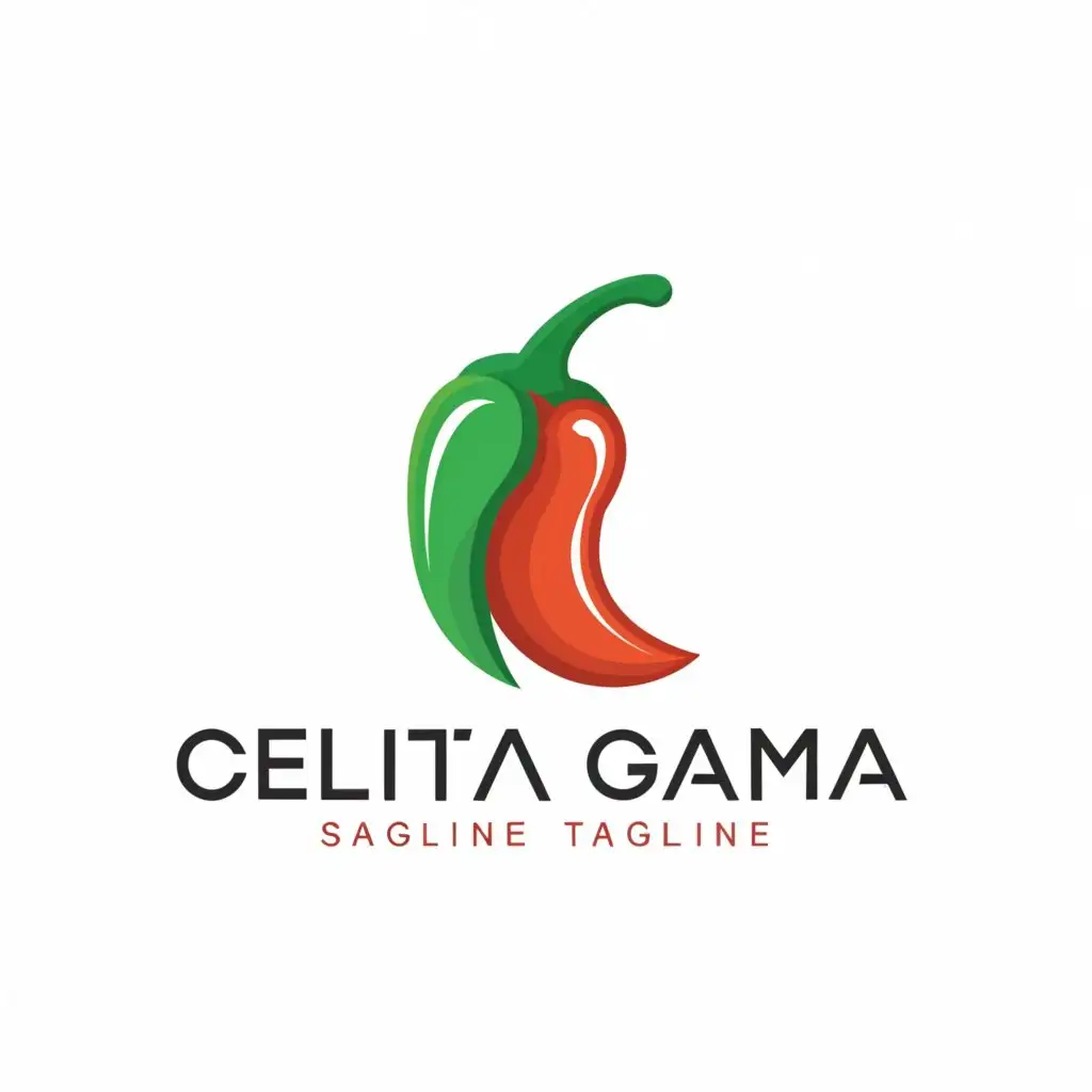 a logo design,with the text "celita gama", main symbol:pimiento,Minimalistic,clear background