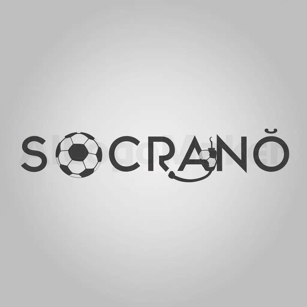 a logo design,with the text "Socrano", main symbol:Shisha and soccer,Moderate,clear background