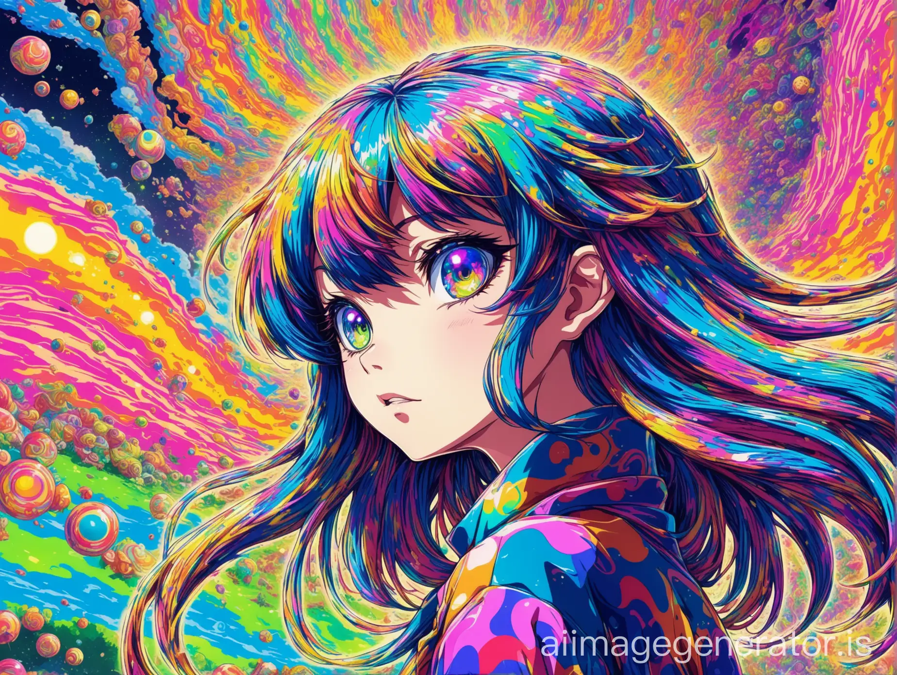 psychedelic anime 3/4 view
