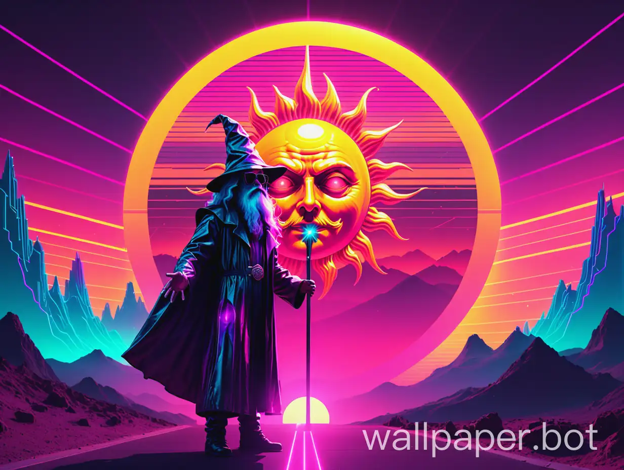 Wizard-Admiring-Synthwave-Sunset