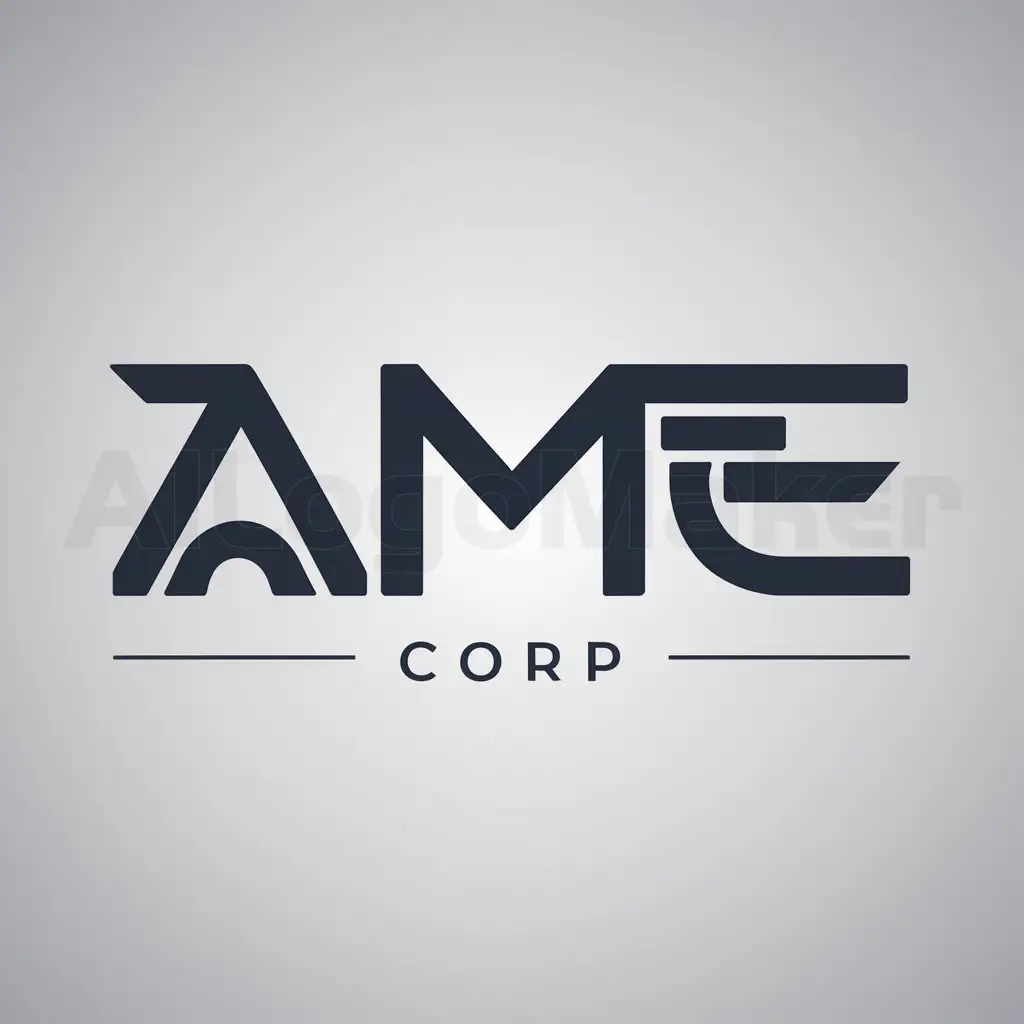 a logo design,with the text "AME CORP", main symbol:A, M, E,Moderate,be used in Internet industry,clear background